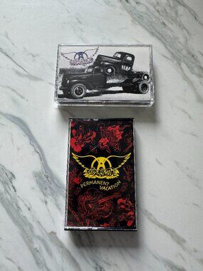 LOT OF 2 VINTAGE AEROSMITH CASSETTE TAPES PREOWNED 'PUMP' 'PERMANENT VACATION'